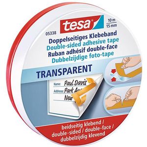 Dubbelzijdige plakband Tesa 15mmx10m in bewaarblik - 12 stuks - 12 stuks