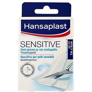 Hansaplast Gevoelige pleisters extra zacht, speciaal voor de gevoelige huid, Hansaplast hypoallergene pleisters in strips, 10 verpakkingen van 10 stuks van 1 m x 6 cm