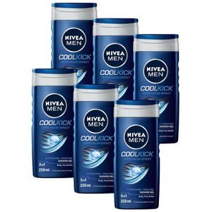 NIVEA Cool Kick douchegel - 6 x 250 ml - voordeelverpakking