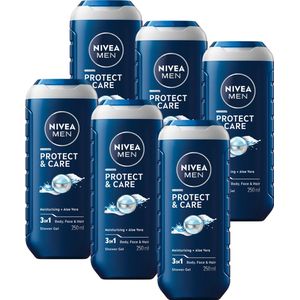 NIVEA MEN Protect & Care Douchegel - 3-in-1 Shower Gel Met aloë vera - Shampoo - Voordeelverpakking - 6 x 250 ml