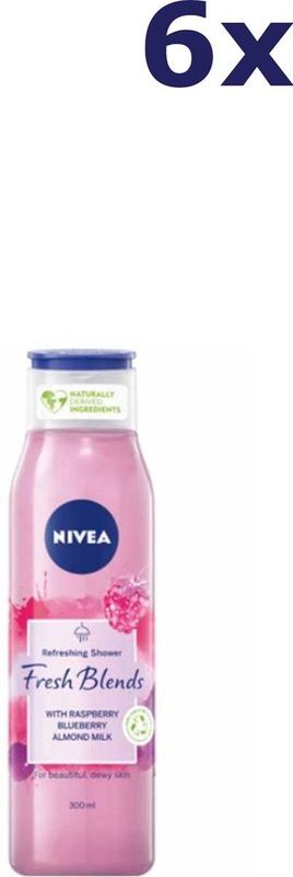 6x Nivea Fresh Blends Douchegel Fresh Blends Raspberry 300 ml