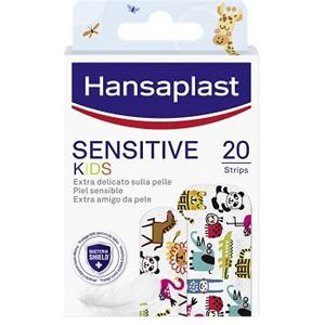 Hansaplast Sensitive Kids pleisters voor kinderen met dieren, pleisters voor de gevoelige huid, hypoallergeen en gemakkelijk te verwijderen, 1 verpakking met 20 stuks in 2 maten