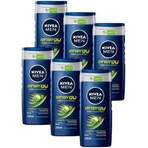 NIVEA - MEN Energy Douchegel - 6 x 250 ml - Voordeelverpakking - Huidvriendelijk
