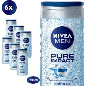 NIVEA MEN Pure Impact Douchegel - 6 x 250 ml Voordeelverpakking