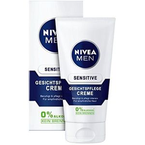 NIVEA Men, 6 stuks gezichtsverzorgingscrème voor mannen, 6 x 75 ml tube, gevoelig, 0% alcohol