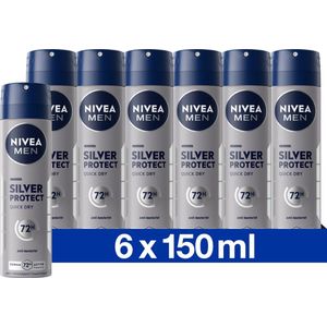 NIVEA MEN Silver Protect - Deodorant Spray - 6 x 150 ml - Voordeelverpakking