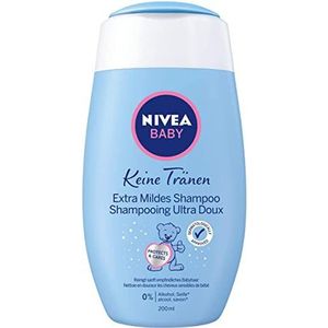 NIVEA BABY Geen tranen, extra milde shampoo, extra milde babyshampoo met kalmerende kamille, zachte haarshampoo met oogbescherming, 4 x 200 ml