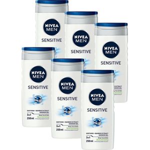 NIVEA MEN Sensitive Douchegel - 3-in-1 Shower Gel - Shampoo - Voordeelverpakking - 6 x 250 ml
