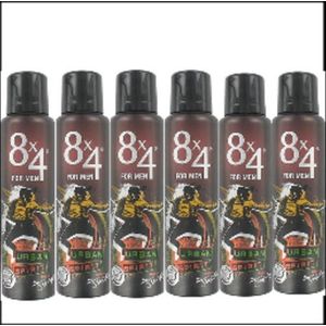 8x4 MEN Urban Spirit Deodorant Spray - 6 x 150 ml - Voordeelverpakking