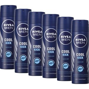 NIVEA MEN Cool Kick - 6 x 150 ml - Voordeelverpakking - Deodorant Spray