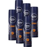 NIVEA MEN Sport Deodorant Spray - Quick Dry Anti-Transpirant - 6 x 150 ml - Voordeelverpakking