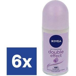 NIVEA Double Effect Anti-Transpirant Deo Roller - Deodorant - 72u Bescherming - Voordeelverpakking - 6 x 50 ml
