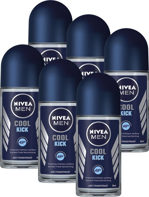 NIVEA MEN Cool Kick Anti-Transpirant Deo Roller - Deodorant - 6 x 50 ml - Voordeelverpakking