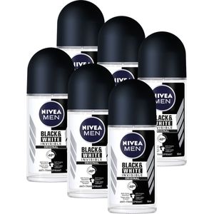 NIVEA MEN Black & White Invisible original - Deodorant Roller - 6 x 50 ml - Voordeelverpakking