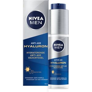 NIVEA MEN Hydraterende Anti-Age Gezichtsgel - Normale en rijpe huid - Creme Gezicht - Gezichtscreme Met hyaluronzuur - 50 ml