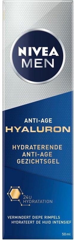 NIVEA MEN Hydraterende Anti-Age Gezichtsgel - Normale en rijpe huid - Creme Gezicht - Gezichtscreme Met hyaluronzuur - 50 ml