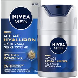 NIVEA MEN Anti-Age Gezichtscrème - Crème normale en rijpe huid - SPF 15 - Met hyaluronzuur - Gezichtsverzorging - 50 ml