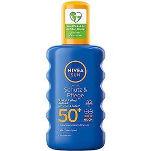 NIVEA SUN Bescherming & Care Zonnespray SPF 50+ (200 ml), zonnecrèmespray voor 48 uur vocht, onmiddellijke zonnebrandcrème met vitamine E en zeer effectief UVA/UVB-filtersysteem