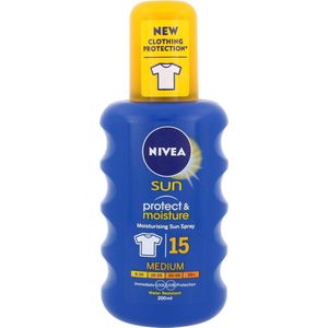 NIVEA - SUN Protect & Moisture - Zonnebrand Spray - SPF 15 - 200 ml