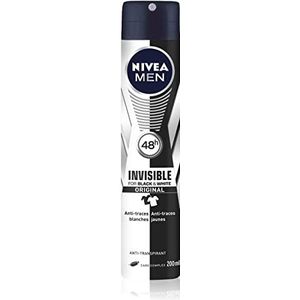 NIVEA MEN Deodorant Spray Invisible For Black & White Original (1 x 200 ml), deodorant voor heren, anti-witte en gele strepen, anti-transpirant okselbescherming 48 uur