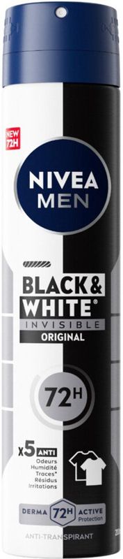 NIVEA MEN - Deodorant Spray Invisible For Black & White Power - 200 ml - Anti-transpirant - 72 uur Bescherming