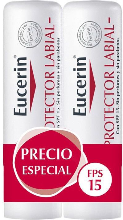 Lip balm Eucerin Protector Labial Lote 2 Units Spf 15 Pack 4,8 g