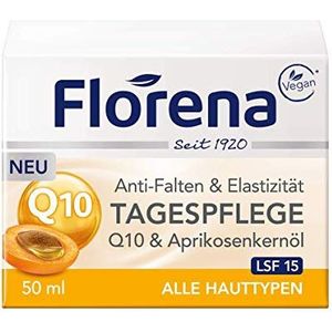 Florena anti-rimpel dagcrème Q10 en abrikozenkernolie, veganistisch, per stuk verpakt (1 x 50 ml)