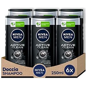 Nivea Men Active Clean Douche, 6 verpakkingen à 250 ml