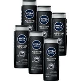 NIVEA - Active Clean - Douchegel - Houtskool - 3-in-1 - 6 x 500 ml