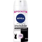 NIVEA Invisible For Black & White Clear - 100 ml - Pocketsize - Deodorant Spray