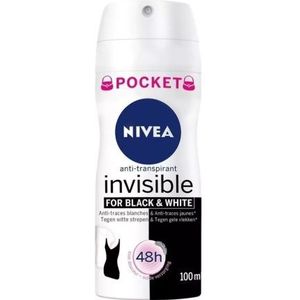 NIVEA Invisible For Black & White Clear - 100 ml - Pocketsize - Deodorant Spray