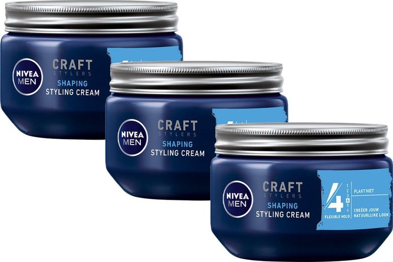 NIVEA MEN - Styling Cream Haargel - 3 x 150 ml - Flexibele Fixatie - Gezonde Glans