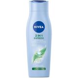 NIVEA 2-in-1 Express Shampoo & Conditioner - Shine serum - Met aloë vera - Voordeelverpakking 6 x 250 ml