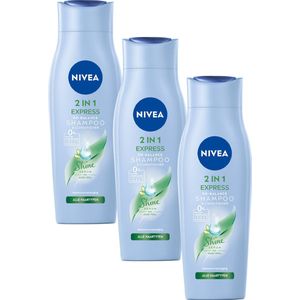 NIVEA 2-in-1 Express Shampoo & Conditioner - Shine serum - Met aloë vera - Voordeelverpakking 6 x 250 ml