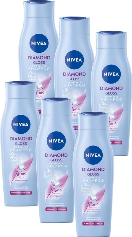 NIVEA Diamond Gloss Care Shampoo - 6 x 250 ml - Voordeelverpakking