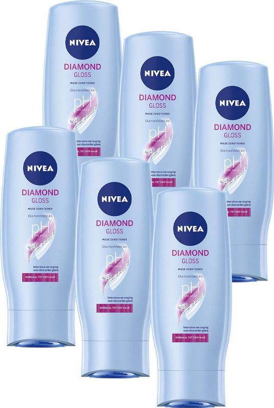 NIVEA Diamond Gloss Haar Conditioner - Met rozenolie - Voor normaal tot dof haar - Voordeelverpakking 6 x 200 ml