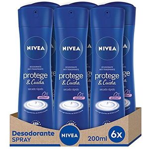 NIVEA Protege & Care Spray 6 stuks (6 x 200 ml), anti-transpirant deodorant met geur van NIVEA Creme, deodorantspray met 0% alcohol