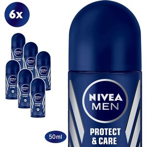 NIVEA MEN Protect & Care Deo Roller - 48 uur bescherming - Mild en verzorgend - Alcoholvrij - Voordeelverpakking -6 x 50ml