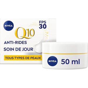 NIVEA Q10 Power dagverzorging tegen rimpels + sterkte FPS30 (1 x 50 ml), anti-aging crème verrijkt met Q10 & met 10 x meer creatine, vochtinbrengende crème, gezichtsverzorging voor dames