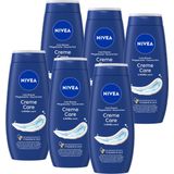 NIVEA Crème Care Douchecrème – Met Vitamine C & E – Hydraterend effect - 6 x 250 ml - Voordeelverpakking