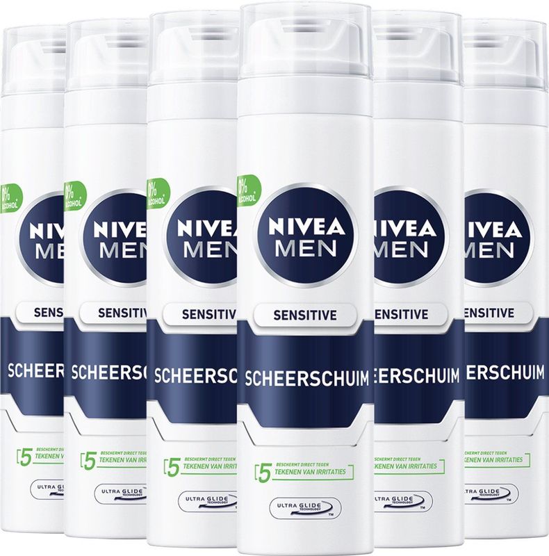 Nivea MEN Sensitive Scheerschuim - 6 x 200 ml - Voordeelverpakking