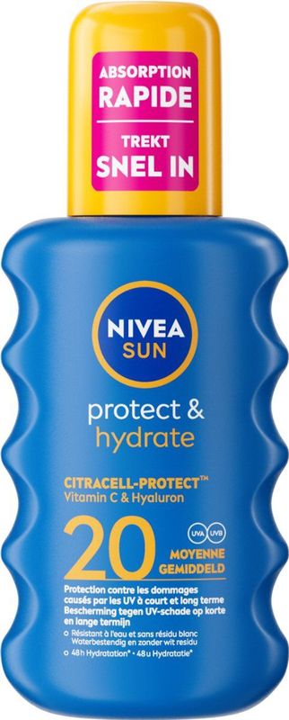 NIVEA - SUN Protect & Hydrate - Zonnebrand Spray - Transparant - SPF 20 - 200 ml
