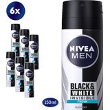 6x Rexona deodorant spray Invisible Black & White for men (150 ml)