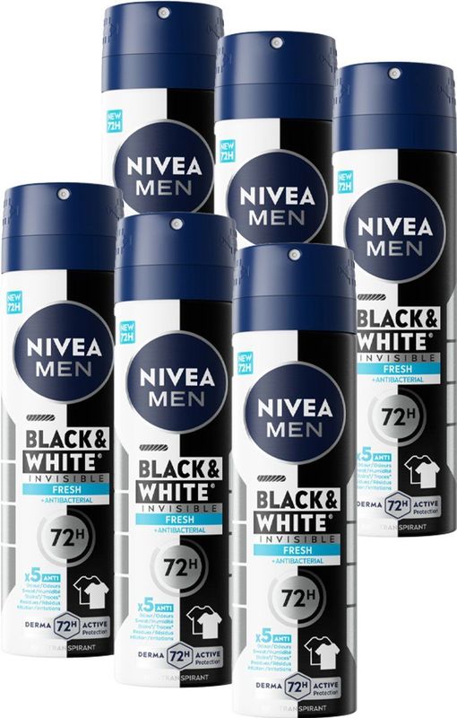 NIVEA MEN - Invisible for Black & White Fresh - Deodorant Spray - 150ml - Alcoholvrij