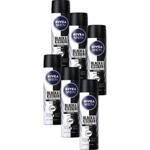 Nivea Men Deospray Invisible Black And White Original - Voordeelverpakking 6 x 150 ml