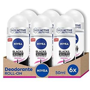 NIVEA - Black & White Invisible Original - Roll-on Deodorant - 6 x 50 ml - Effectieve Anti-transpirant