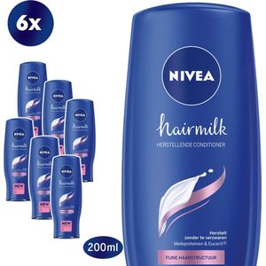 NIVEA Hairmilk voor Fijn Haar - 6 x 200 ml - Voordeelverpakking - Conditioner