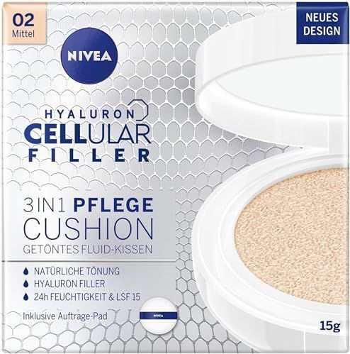 Nivea - Hyaluron CELLular Filler 3in1 Care Cushion Makeup SPF15 - Lehce krycí make-up v houbičce 15 g 02 Medium -