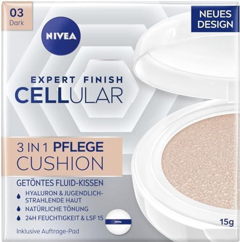 Nivea - Hyaluron CELLular Filler 3in1 Care Cushion Makeup SPF15 - Lehce krycí make-up v houbiÄce 15 g 03 Dark -
