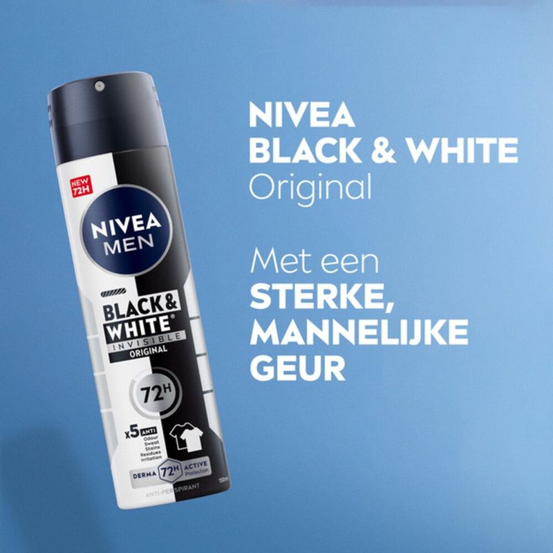 Nivea - Black & White Invisible - Deodorant Spray - 150ml - Huidvriendelijk